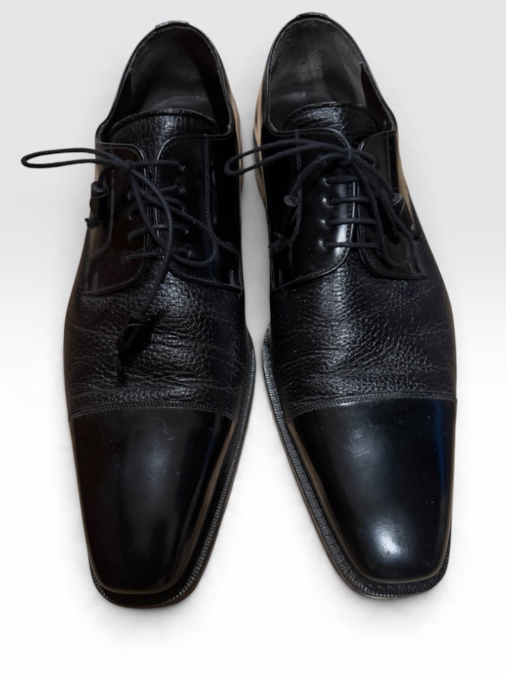 Mezlan Spanish Black Leather Cap-Toe Lace-Up Oxfords Size 11